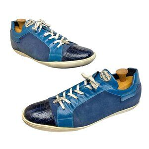Belvedere‎ Toro Genuine Crocodile Calfskin Suede/Leather Handmade Sneakers